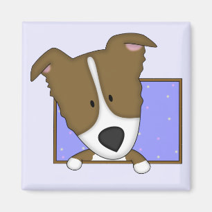Framed Cartoon Brown Border Collie Magnet