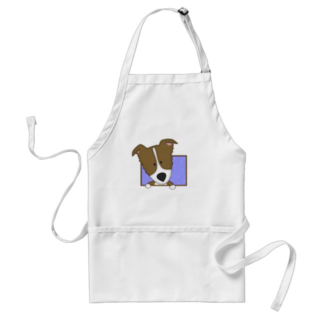 Framed Cartoon Brown Border Collie Standard Apron (Front)