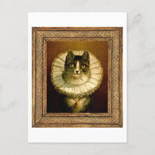 Framed Cat in Elizabethan Collar Costume Postcard