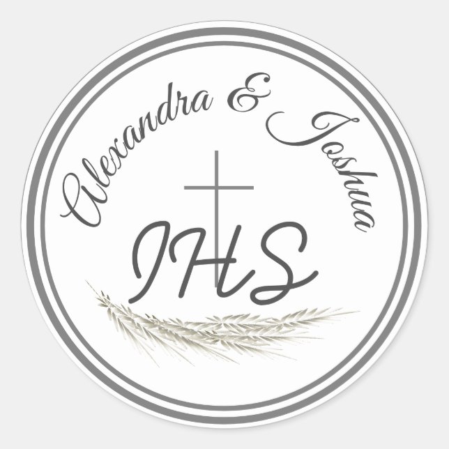 Framed Catholic Bible Verse Wedding  Classic Round Sticker (Front)