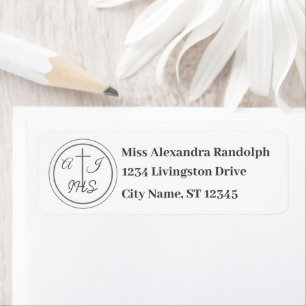 Framed Catholic Bible-Verse Wedding Return Address Label