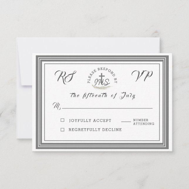 Framed Catholic Bible Verse Wedding RSVP Card (Front)