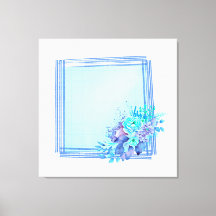 Framed checks with light blue background & flowers