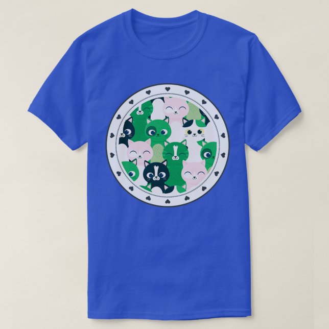 Framed Cute Cat Family Photo T-Shirt (Design Front)