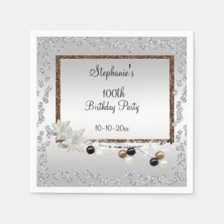 Framed Elegance 100th Birthday Party Napkin