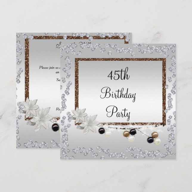 Framed Elegance 45th Birthday Invitation (Front/Back)