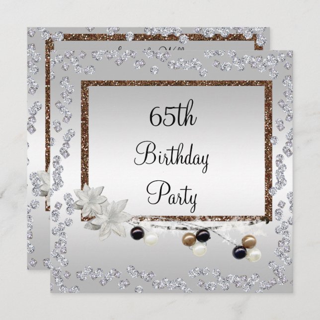 Framed Elegance 65th Birthday Invitation (Front/Back)