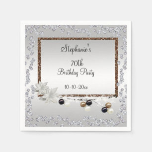 Framed Elegance 70th Birthday Party Napkin