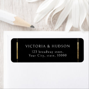 Framed Elegance Black Modern Simple Return Address Label