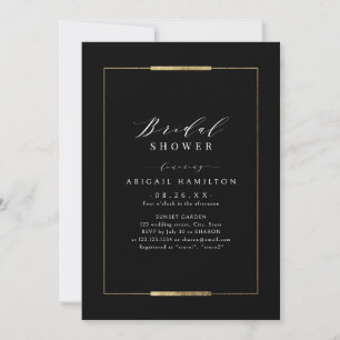 Framed Elegance Black Simple Modern Bridal Shower Invitation