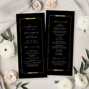 Framed Elegance Black Simple Modern Classy Wedding Program