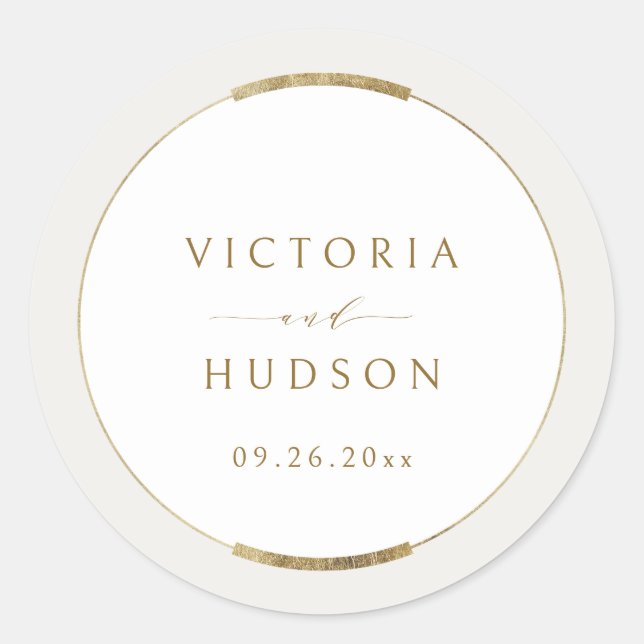 Framed Elegance Simple Modern Classy Wedding Classic Round Sticker (Front)