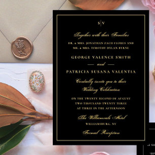 Framed Elegant Monogram Tuxedo Black Wedding