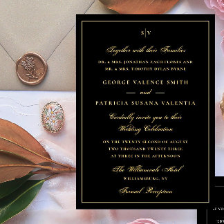 Framed Elegant Monogram Tuxedo Black Wedding