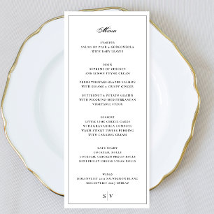 Framed   Elegant Monogram White Wedding Menu