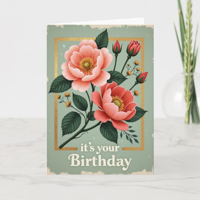 Framed Floral Birthday Card (Front)