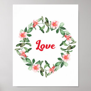 Framed Floral Pomegranate Love Themed Poster