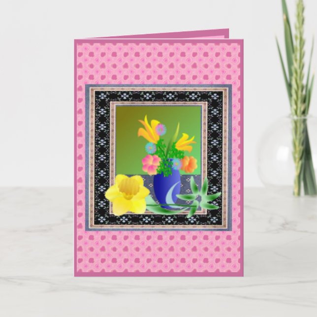 Framed Flowers Easter Card (Front)