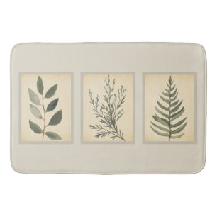 Framed Foliage Neutral Beige Bath Mat