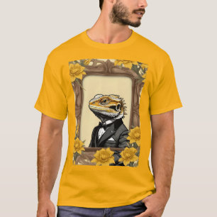 Framed Gentleman Bearded Dragon Lizard In A Tux T-Shirt