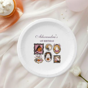 Framed Ghost & Cat Halloween 1st Birthday Paper Plate