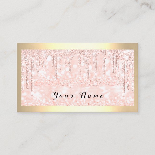 Framed Glitter Drips Makeup Artist Rose Lashes MUA Business Card (Front)