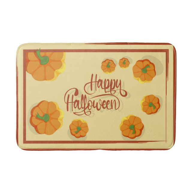 Framed greeting card Happy Halloween typography   Bath Mat (Front)
