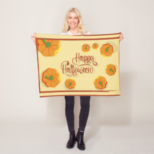 Framed greeting card Happy Halloween typography Fleece Blanket