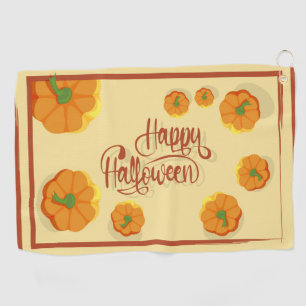 Framed greeting card Happy Halloween typography   Golf Towel