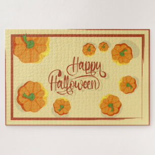 Framed greeting card Happy Halloween typography   Jigsaw Puzzle