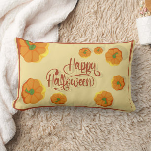 Framed greeting card Happy Halloween typography   Lumbar Cushion