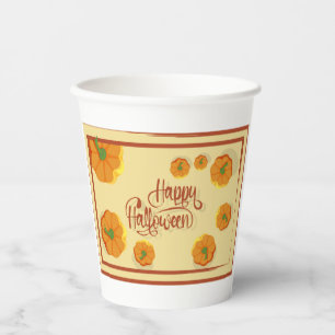 Framed greeting card Happy Halloween typography Paper Cups