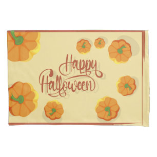 Framed greeting card Happy Halloween typography Pillowcase