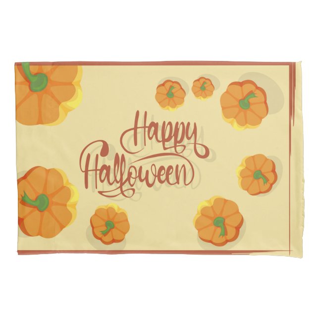 Framed greeting card Happy Halloween typography   Pillowcase (Front)