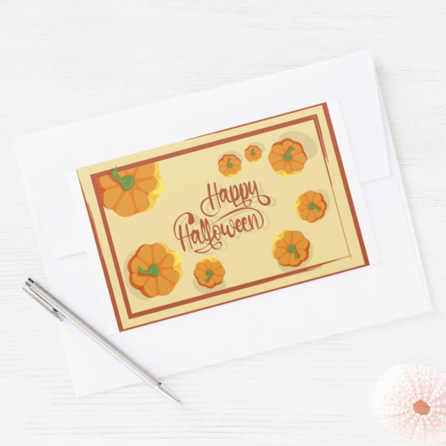 Framed greeting card Happy Halloween typography   Rectangular Sticker (Envelope)