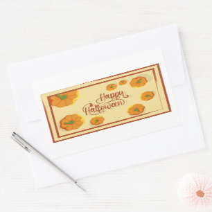 Framed greeting card Happy Halloween typography Rectangular Sticker