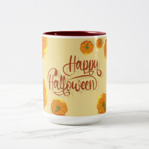 Framed greeting card Happy Halloween typography Two-Tone Coffee Mug