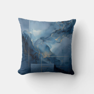Framed Haze Blue Teal Geometric Abstract Cushion