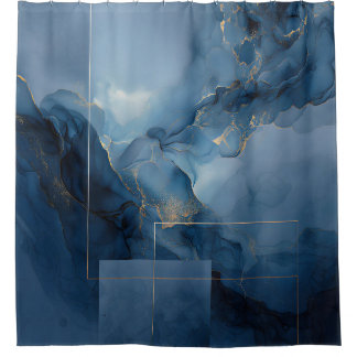 Framed Haze Blue Teal Geometric Abstract Shower Curtain