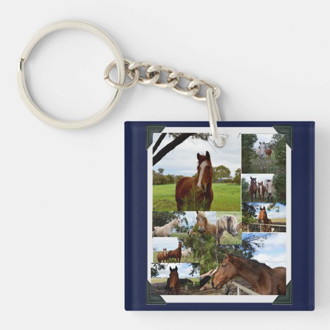 Framed Horse Photo Collage, Key Ring (Front)