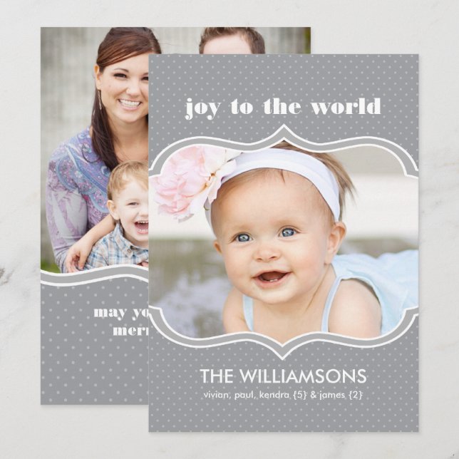 Framed in Slate Double Sided Holiday Photo Card (Front/Back)