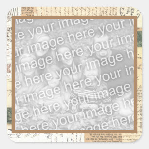 Framed in Vintage Ephemera, Add Your Own Photo Square Sticker