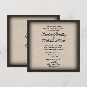 Framed Leather Look Wedding Invitation