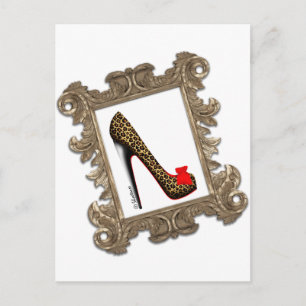 Framed Leopard Stiletto Pump Postcard