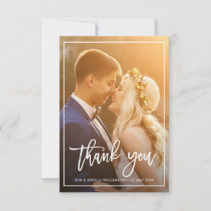 framed love script wedding photo thank you card