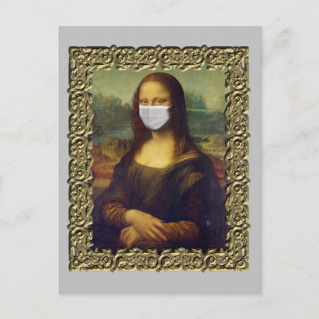 Framed Mona Lisa in Face mask Covid 2020 Postcard (Front)
