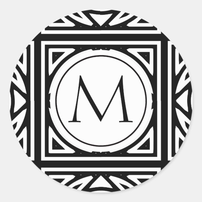 Framed Monogram Classic Round Sticker (Front)