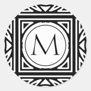 Framed Monogram Classic Round Sticker