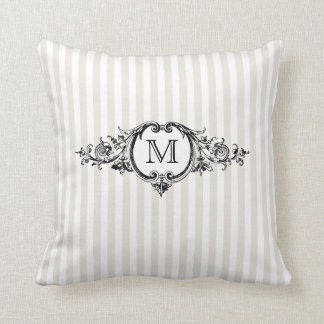 Framed Monogram On Stripes Cushion