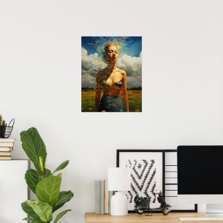 Framed painting of a woman outdoors poster